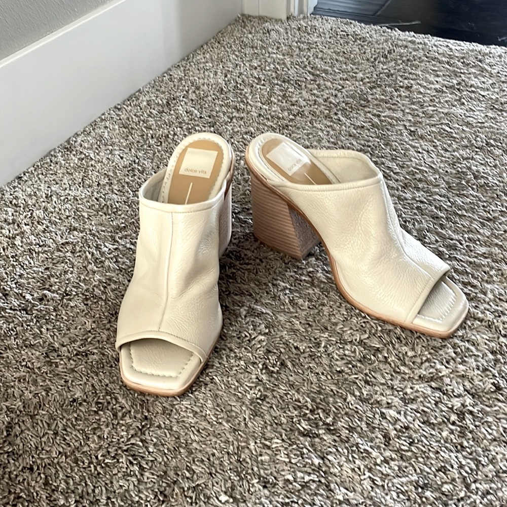 Dolce vita shoes cream off white mules block heel
